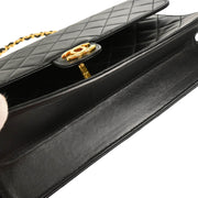 Chanel 1997–1999 Black Lambskin Turnlock Medium Half Flap Shoulder Bag