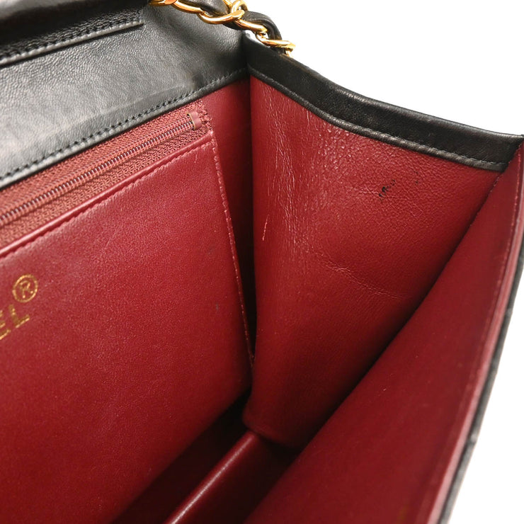 Chanel 1997–1999 Black Lambskin Turnlock Medium Half Flap Shoulder Bag
