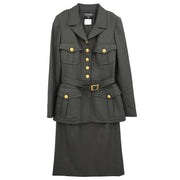 Chanel 1996 Setup Suit Jacket Skirt Gray #38