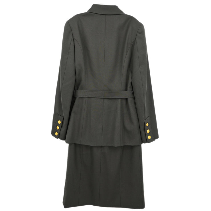 Chanel 1996 Setup Suit Jacket Skirt Gray #38
