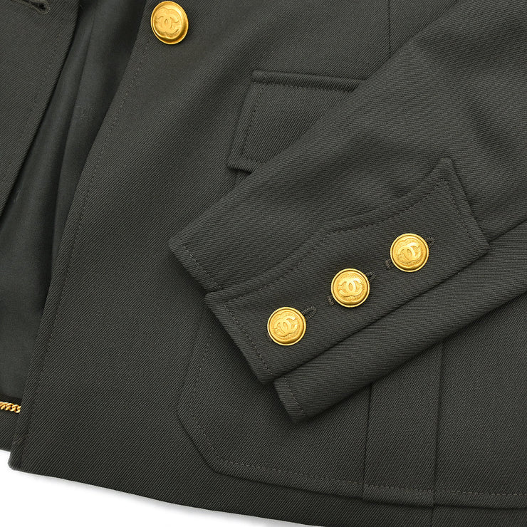 Chanel 1996 Setup Suit Jacket Skirt Gray #38