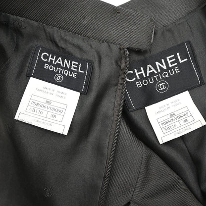 Chanel 1996 Setup Suit Jacket Skirt Gray #38