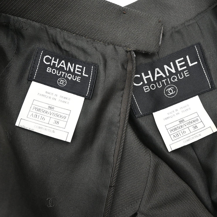 Chanel 1996 Setup Suit Jacket Skirt Gray #38