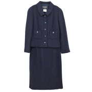 Chanel Setup Suit Jacket Skirt Navy #38