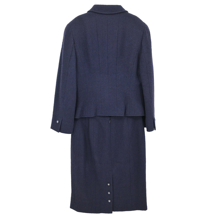 Chanel Setup Suit Jacket Skirt Navy #38