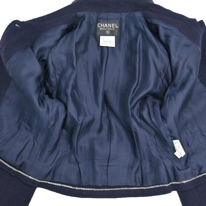 Chanel Setup Suit Jacket Skirt Navy #38
