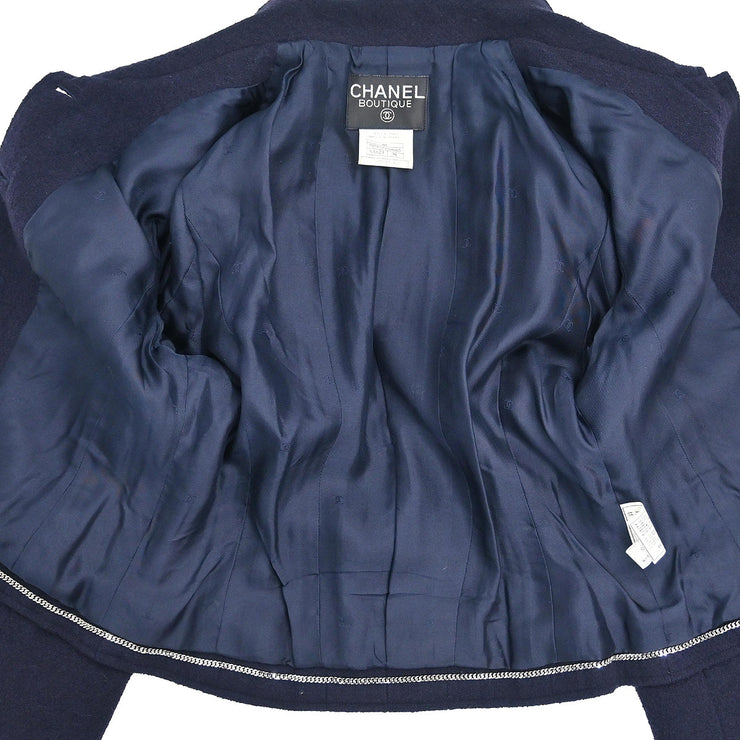 Chanel Setup Suit Jacket Skirt Navy #38