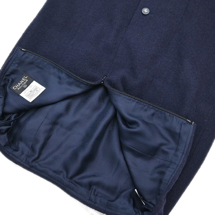 Chanel Setup Suit Jacket Skirt Navy #38