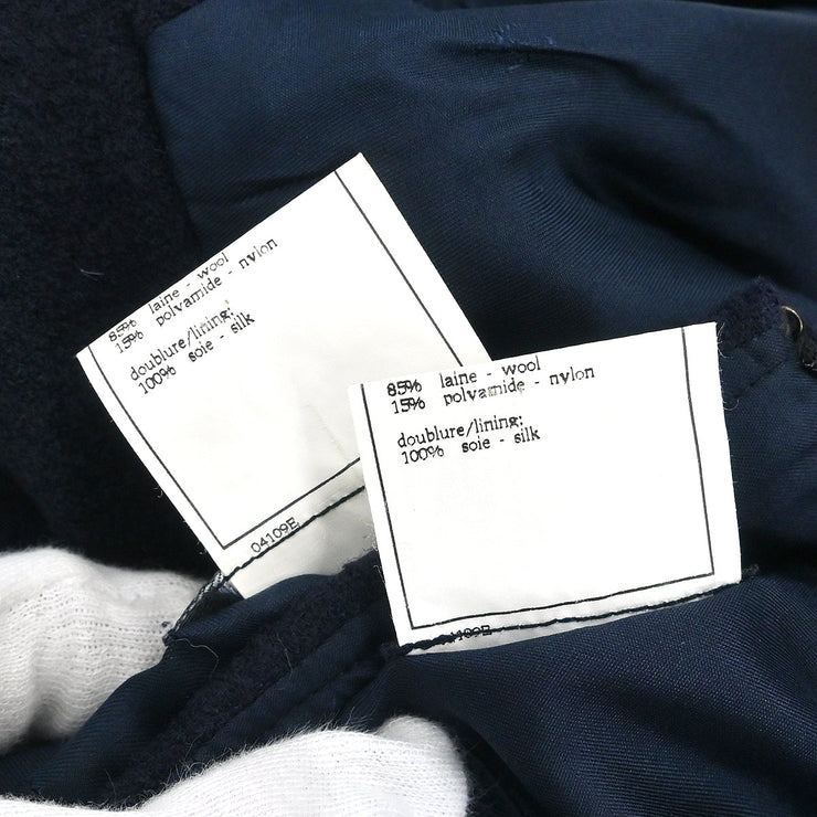 Chanel Setup Suit Jacket Skirt Navy #38