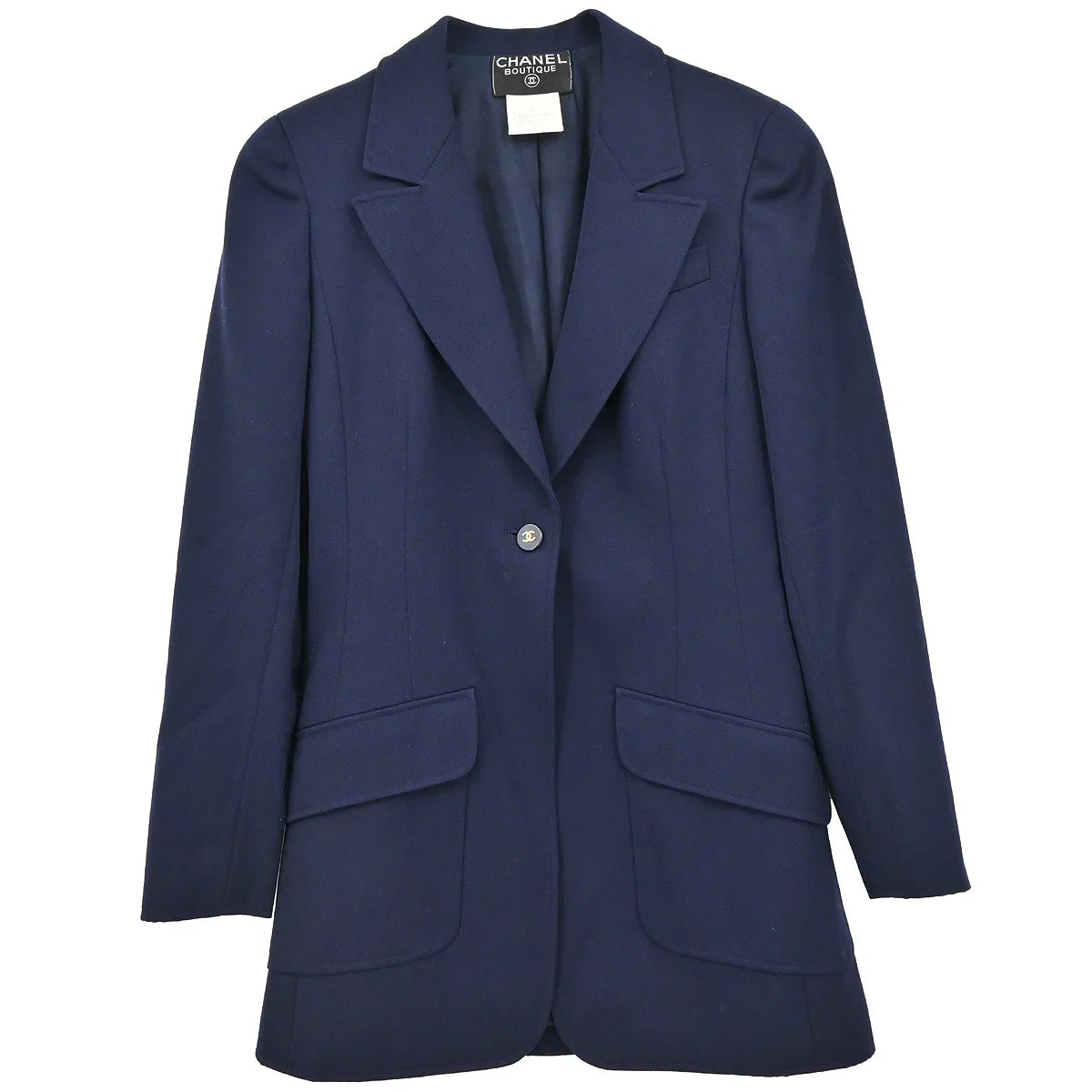 Chanel 1997 Single Breasted Jacket Navy #38