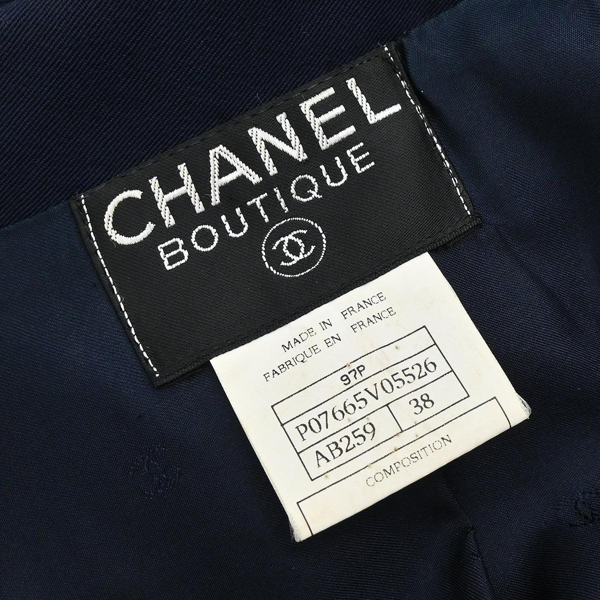 Chanel 1997 Single Breasted Jacket Navy #38