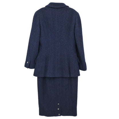 Chanel Set Suit Jacket Skirt Navy #36 95A