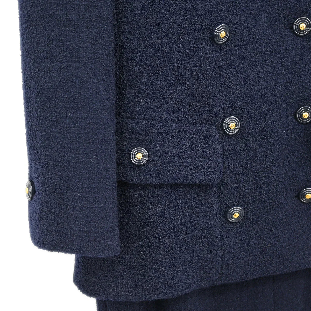 Chanel Set Suit Jacket Skirt Navy #36 95A