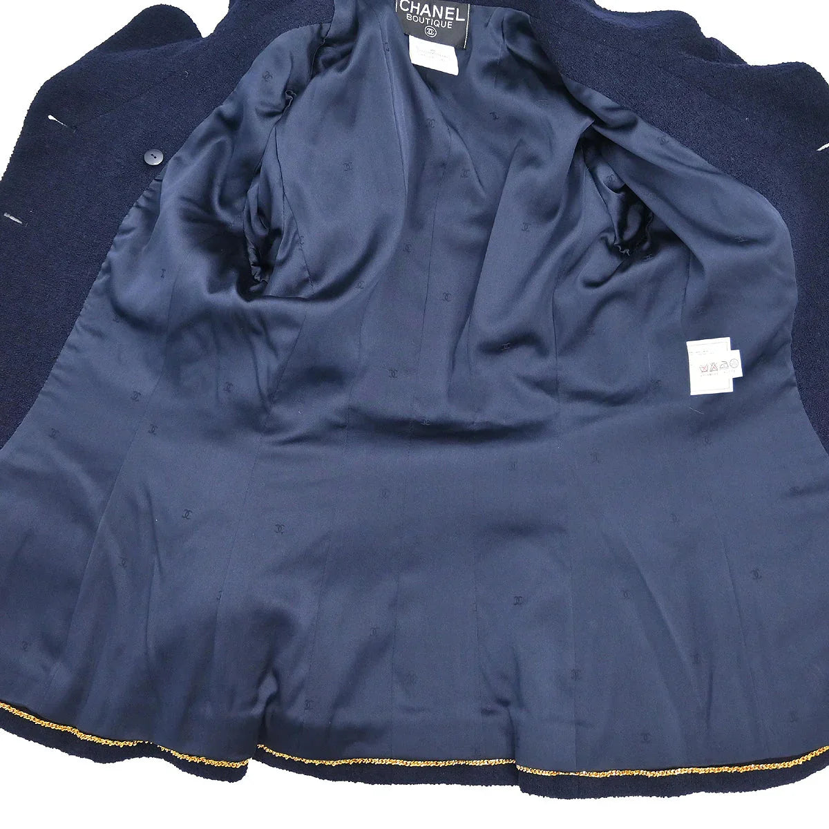 Chanel Set Suit Jacket Skirt Navy #36 95A