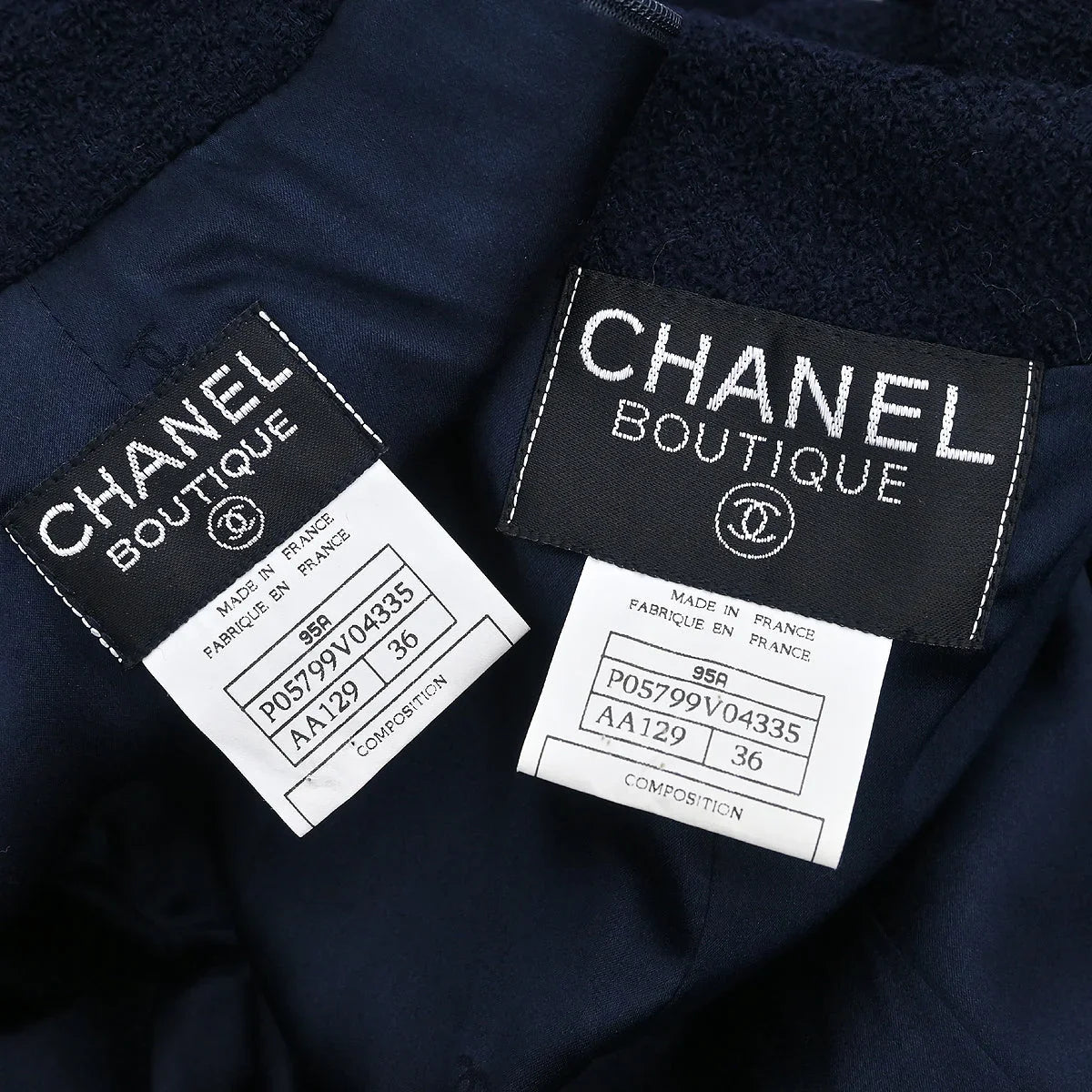 Chanel Set Suit Jacket Skirt Navy #36 95A