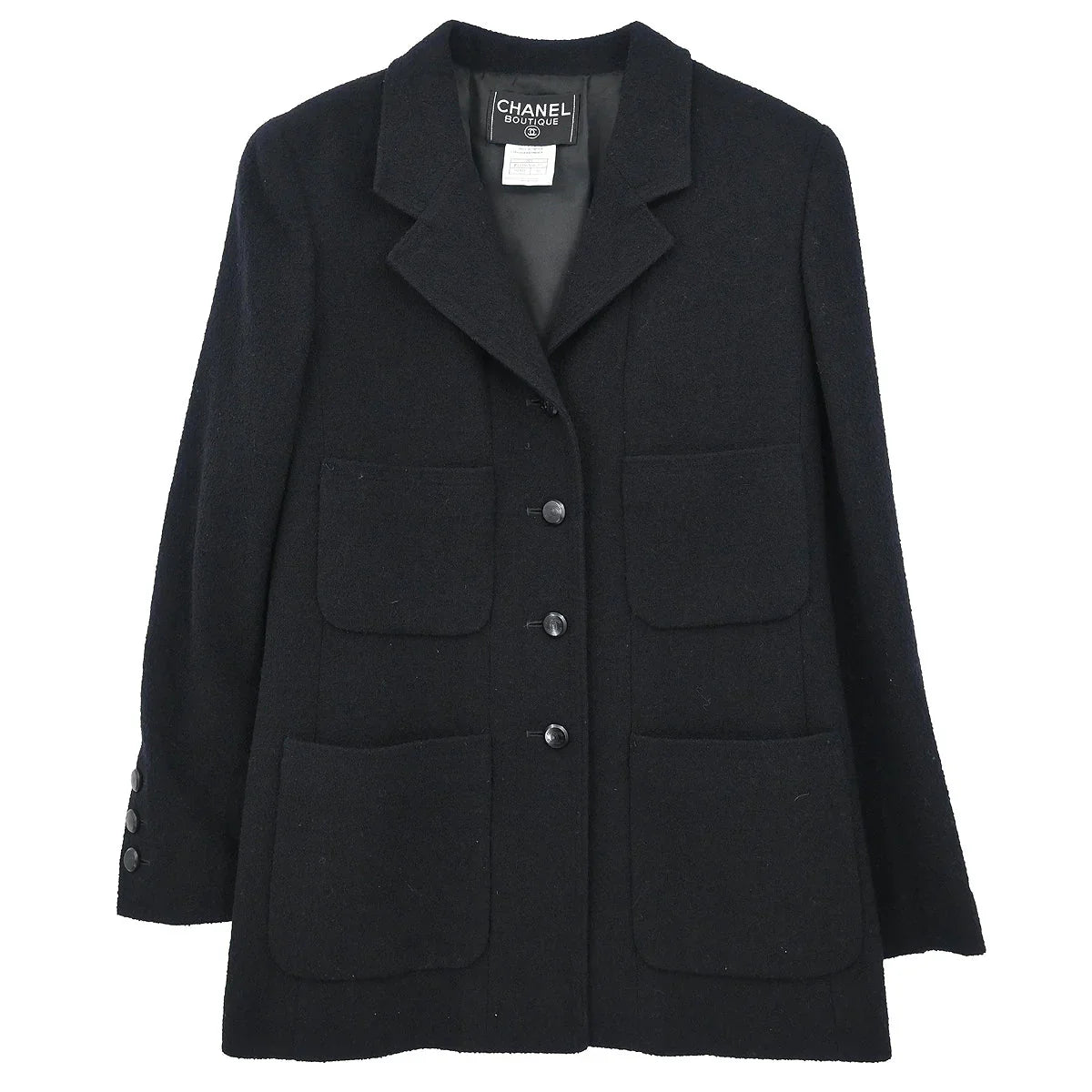 Chanel Single Breasted Jacket Black #40 98A
