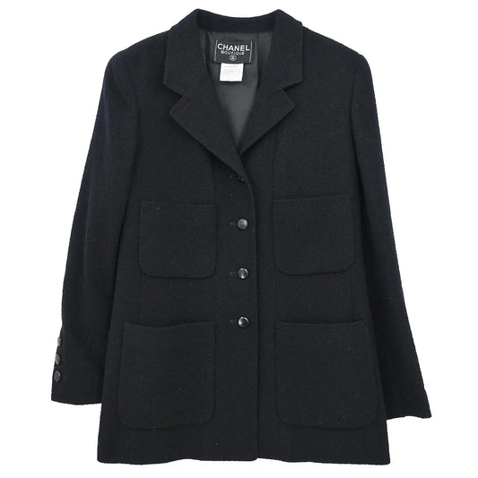 Chanel Single Breasted Jacket Black #40 98A