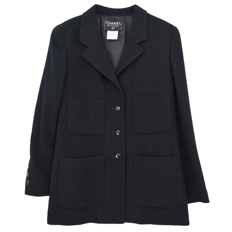 Chanel Single Breasted Jacket Black #40 98A
