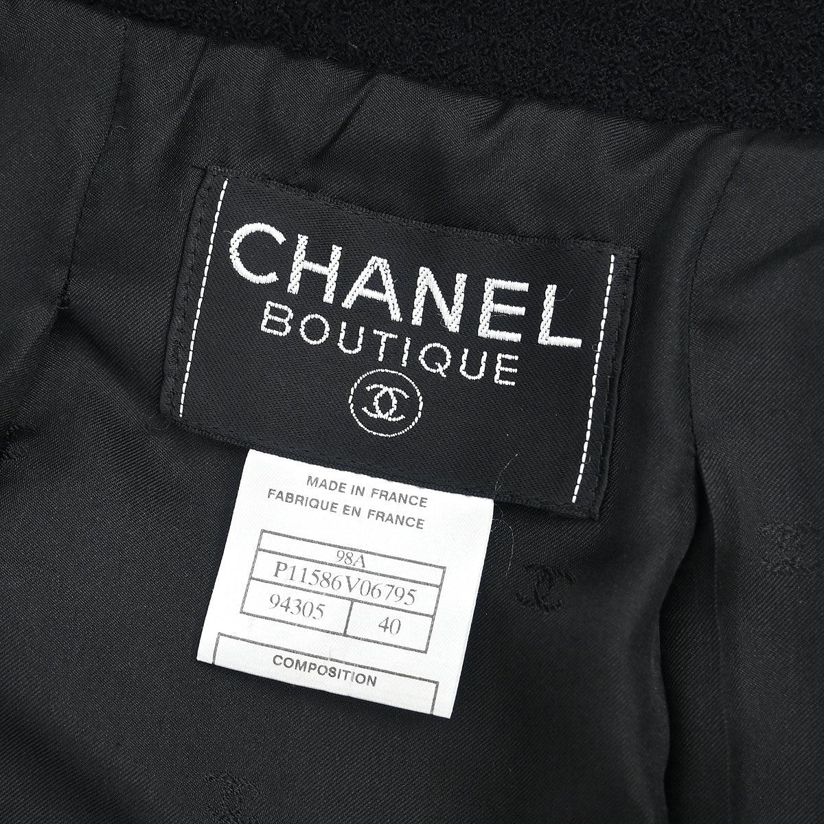 Chanel Single Breasted Jacket Black #40 98A