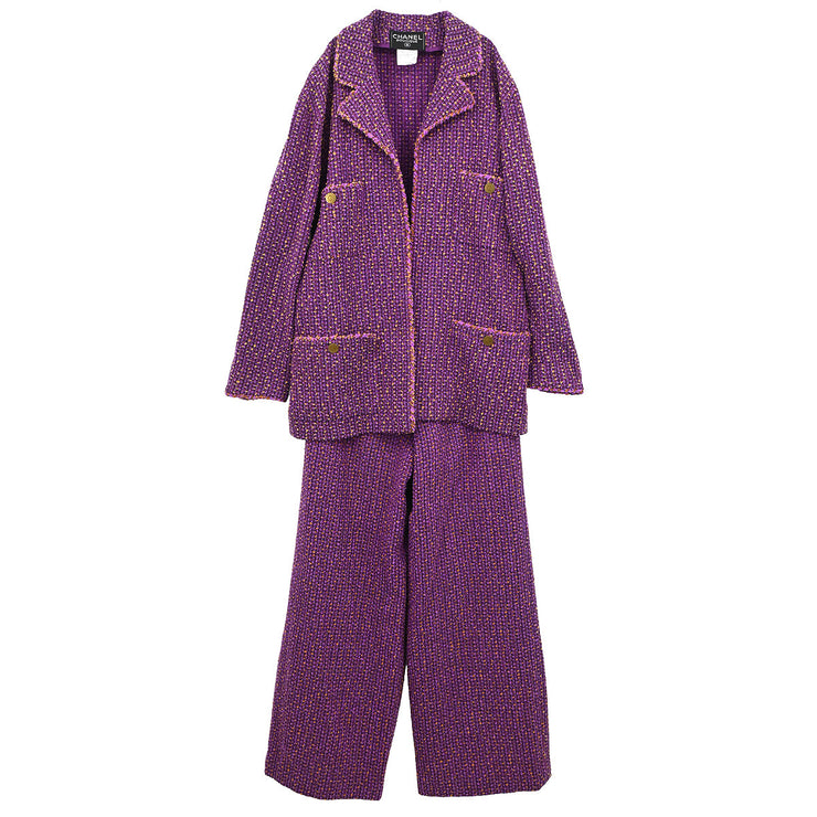 Chanel 1997 Set Jacket Pants Purple #38