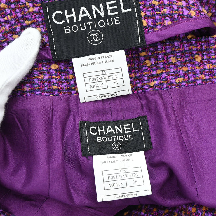 Chanel 1997 Set Jacket Pants Purple #38