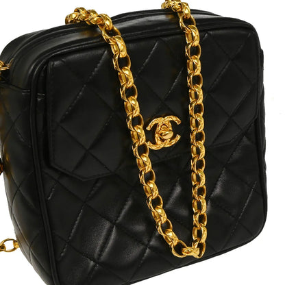 Chanel 1991-1994 Black Lambskin Camera Bag Mini