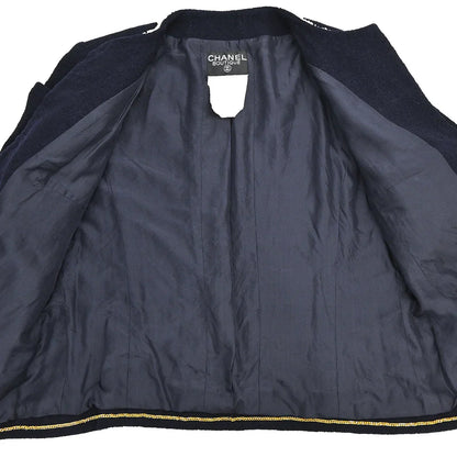 Chanel Collarless Jacket Navy #44