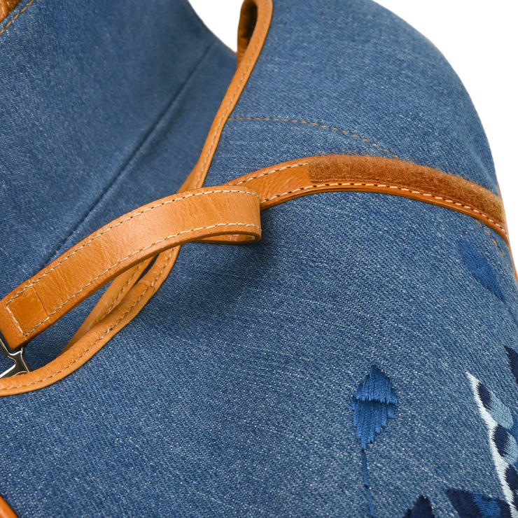 Christian Dior Blue Denim Embroidered Saddle Handbag