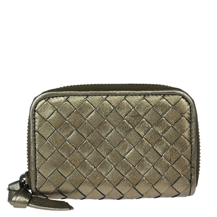 Bottega Veneta Bronze Intrecciato Coin Case Wallet