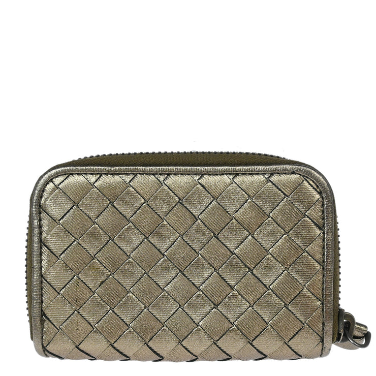 Bottega Veneta Bronze Intrecciato Coin Case Wallet