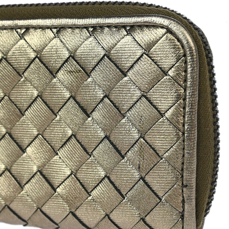 Bottega Veneta Bronze Intrecciato Coin Case Wallet