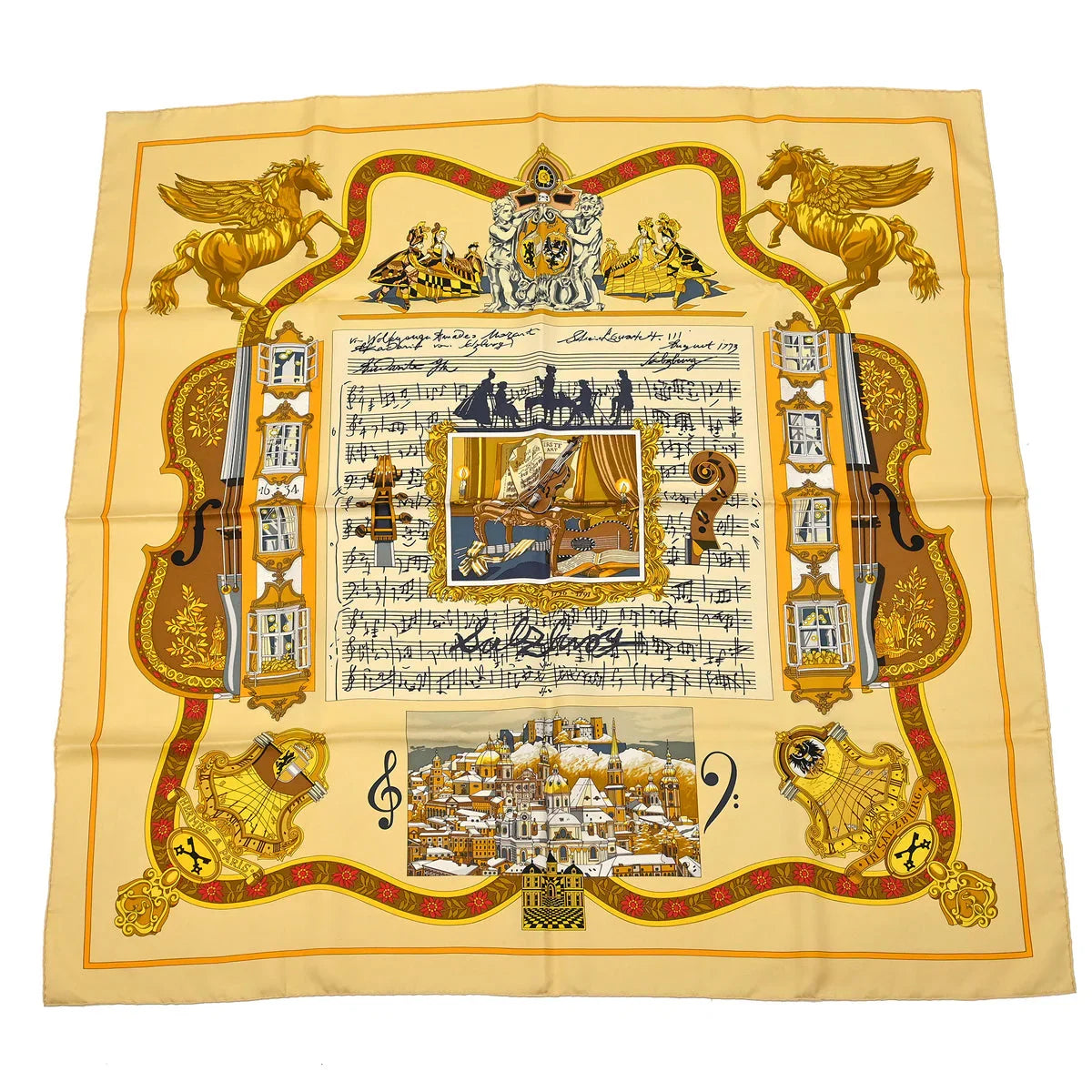 Hermes Scarf Carre 90 Salzburg Beige Small Good