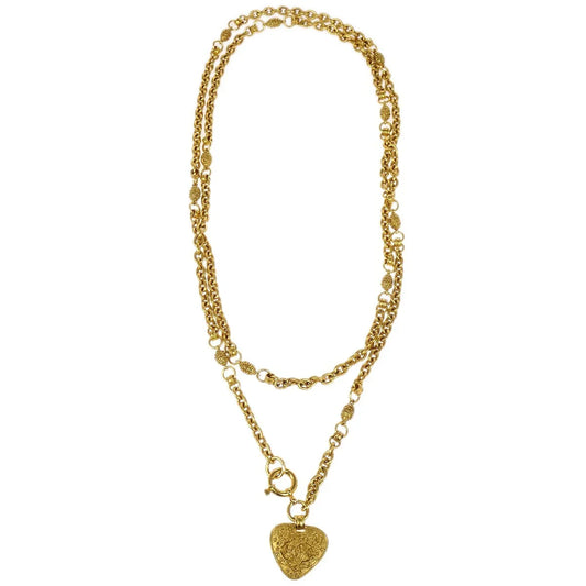 Chanel Chain Pendant Necklace Gold 94A