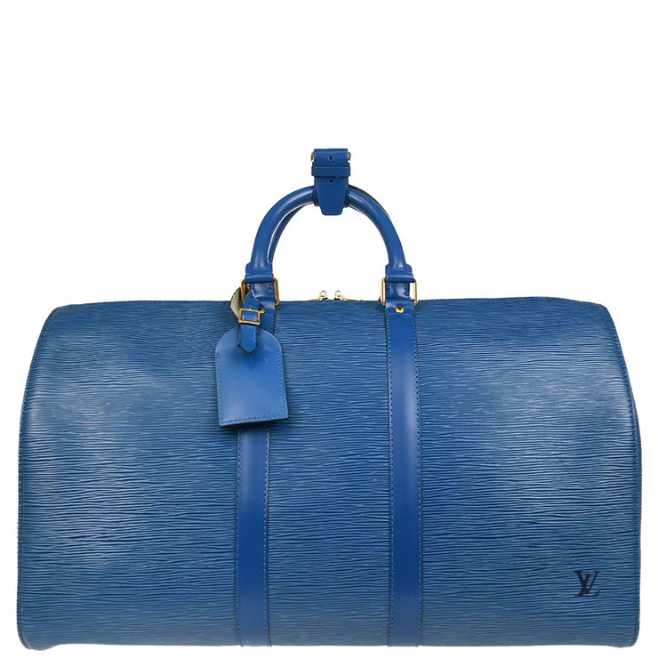 Louis Vuitton 1995 Blue Epi Keepall 45 Travel Handbag M42975