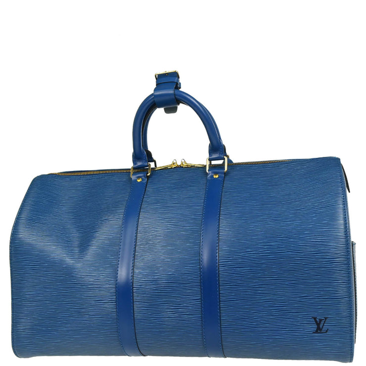 Louis Vuitton 1995 Blue Epi Keepall 45 Travel Handbag M42975