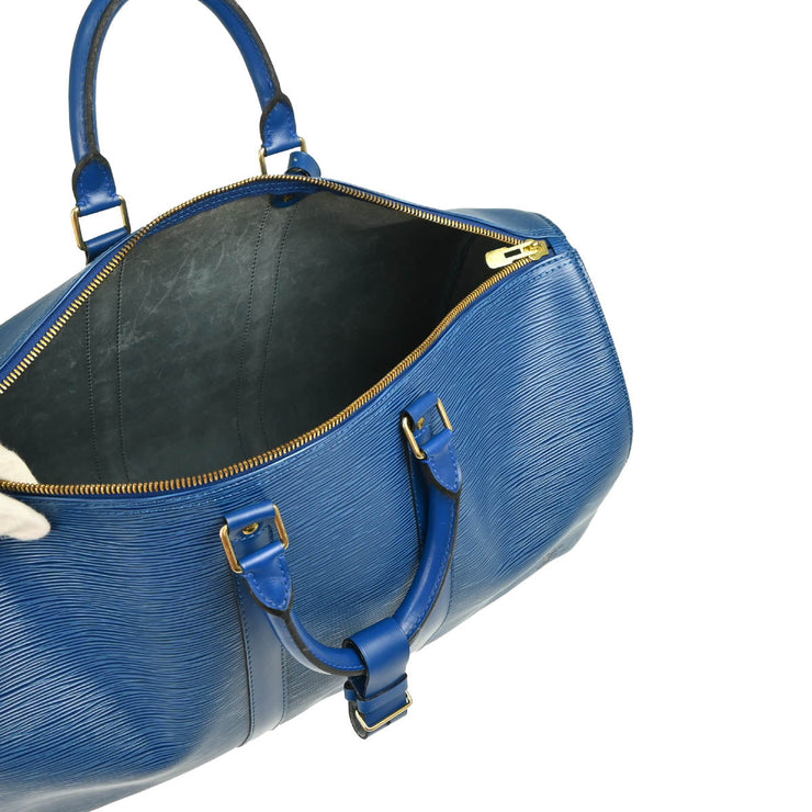 Louis Vuitton 1995 Blue Epi Keepall 45 Travel Handbag M42975