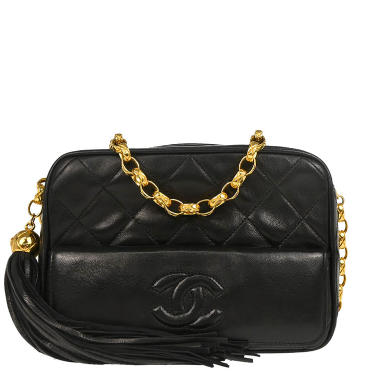Chanel 1991-1994 Black Lambskin Camera Bag Mini