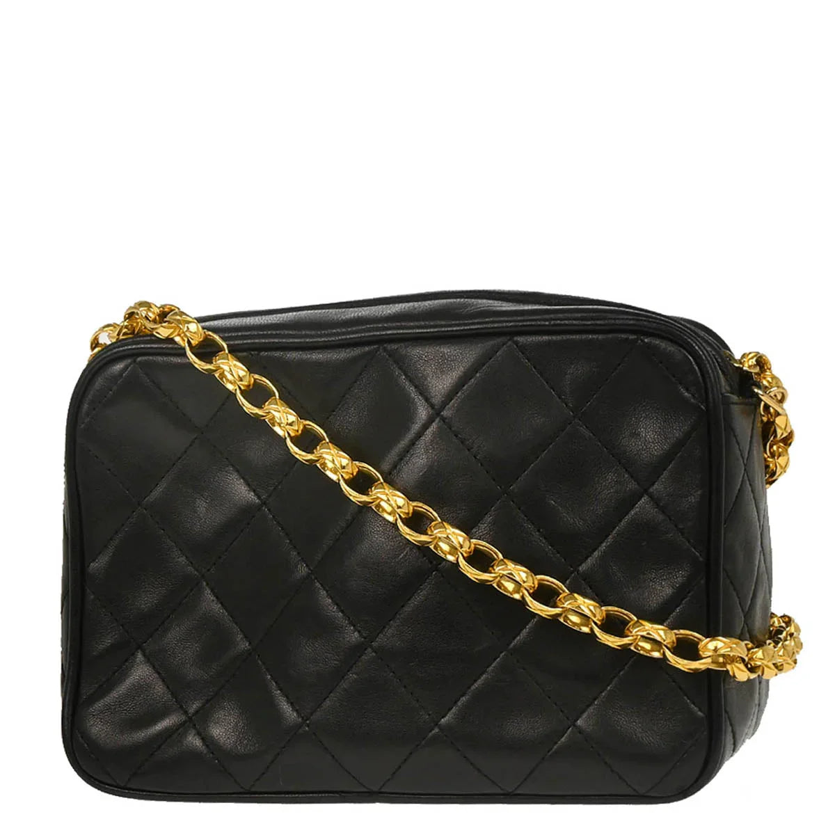 Chanel 1991-1994 Black Lambskin Camera Bag Mini