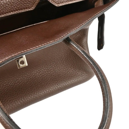 Hermes 2004 Chocolat Togo Haut a Courroies 28 Handbag