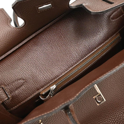 Hermes 2004 Chocolat Togo Haut a Courroies 28 Handbag