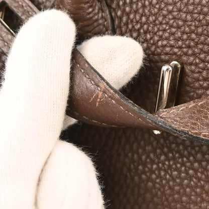 Hermes 2004 Chocolat Togo Haut a Courroies 28 Handbag