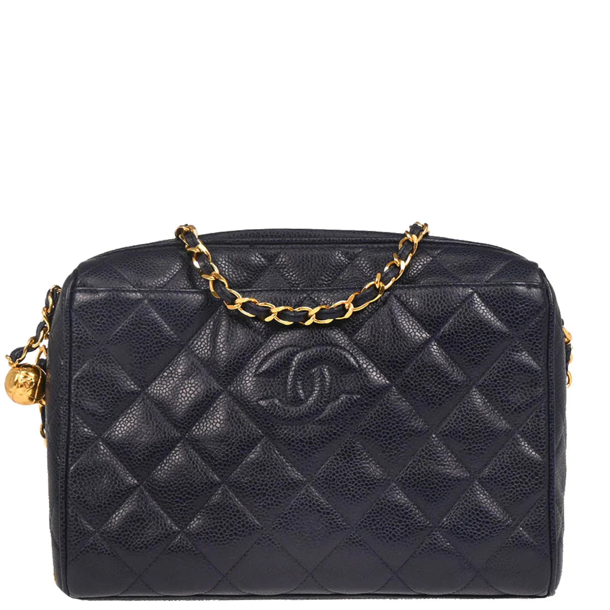 Chanel 1994-1996 Navy Caviar Camera Bag Medium
