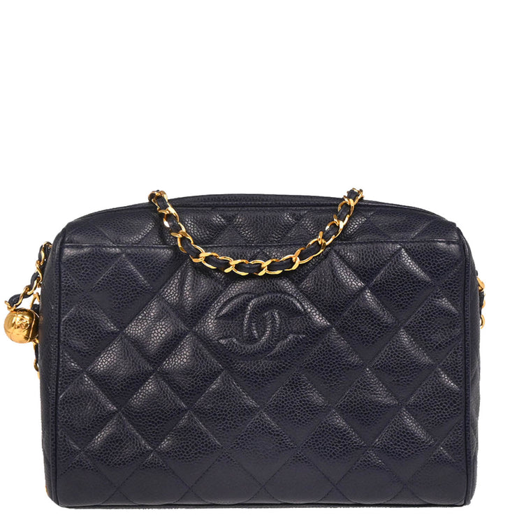 Chanel 1994-1996 Navy Caviar Camera Bag Medium