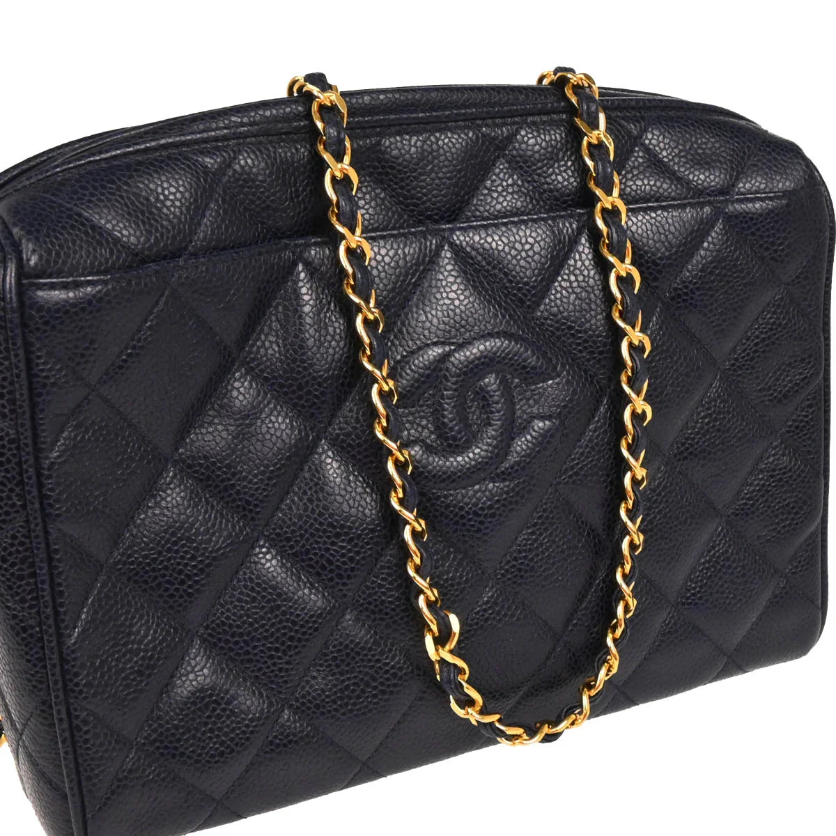 Chanel 1994-1996 Navy Caviar Camera Bag Medium