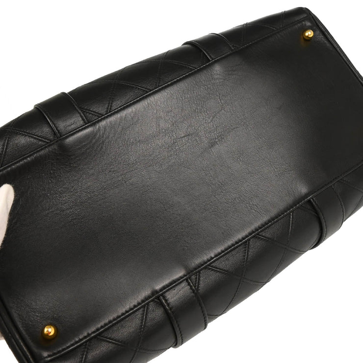 Chanel 1994-1996 Black Lambskin Bicolore 2way Shoulder Duffle Handbag