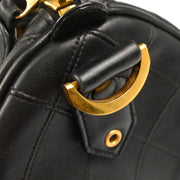 Chanel 1994-1996 Black Lambskin Bicolore 2way Shoulder Duffle Handbag