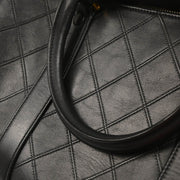Chanel 1994-1996 Black Lambskin Bicolore 2way Shoulder Duffle Handbag