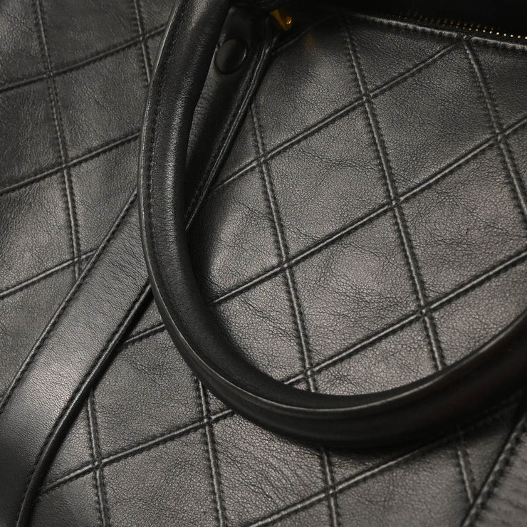 Chanel 1994-1996 Black Lambskin Bicolore 2way Shoulder Duffle Handbag