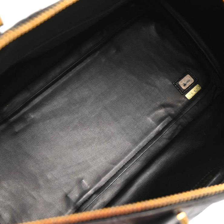 Chanel 1994-1996 Black Lambskin Bicolore 2way Shoulder Duffle Handbag