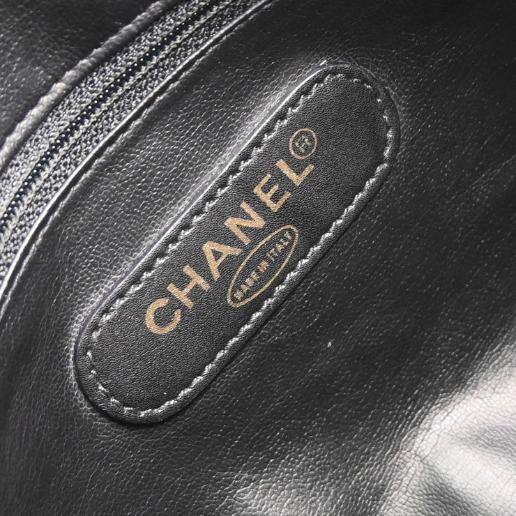 Chanel 1994-1996 Black Lambskin Bicolore 2way Shoulder Duffle Handbag
